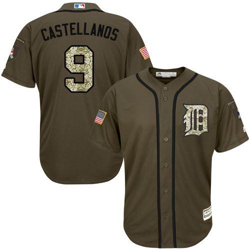 Tigers #9 Nick Castellanos Green Salute to Service Stitched MLB Jersey