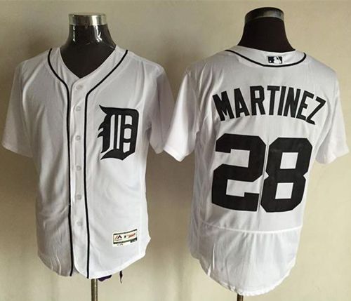 Tigers #28 J. D. Martinez White Flexbase Authentic Collection Stitched MLB Jersey