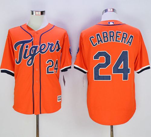 Tigers #24 Miguel Cabrera Orange New Cool Base Stitched MLB Jersey