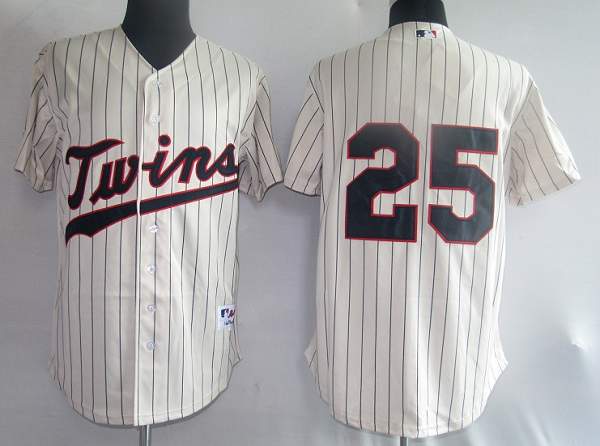 Twins #25 Jim Thome Stitched Cream MLB Jersey