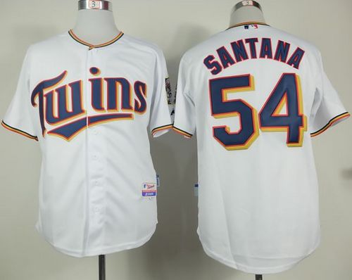 Twins #54 Ervin Santana White Home Cool Base Stitched MLB Jersey