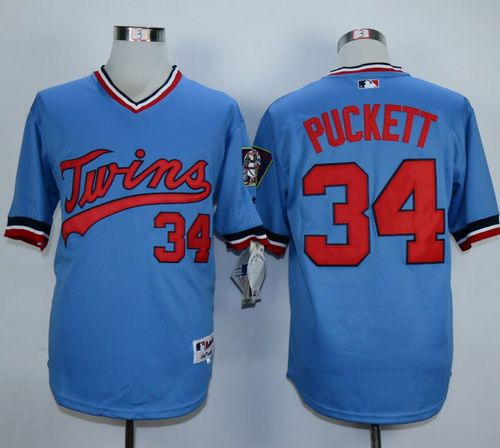 Twins #34 Kirby Puckett Light Blue 1984 Turn Back The Clock Stitched MLB Jersey