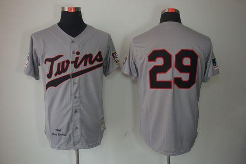 Mitchell And Ness 1969 Twins #29 Rod Carew Grey Throwback Stitched MLB Jersey