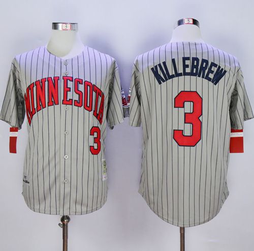 Mitchell And Ness 1987 Twins #3 Harmon Killebrew Grey Throwback Stitched MLB Jersey