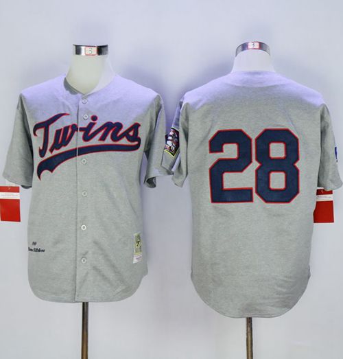 Mitchell And Ness 1969 Twins #28 Bert Blyleven Grey Throwback Stitched MLB Jersey