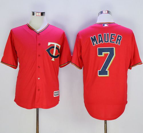 Twins #7 Joe Mauer Red New Cool Base Stitched MLB Jersey