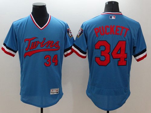Twins #34 Kirby Puckett Light Blue Flexbase Authentic Collection Cooperstown Stitched MLB Jersey