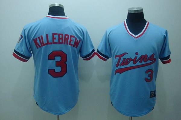 Mitchelland Ness Twins #3 Harmon Killebrew Stitched Light Blue Throwback MLB Jersey