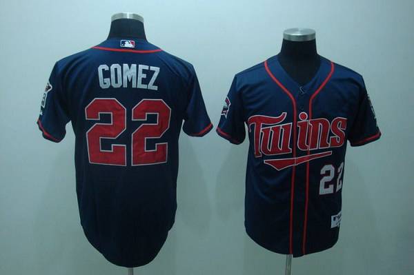 Twins #22 Carlos Gomez Stitched Navy Blue Cool Base MLB Jersey