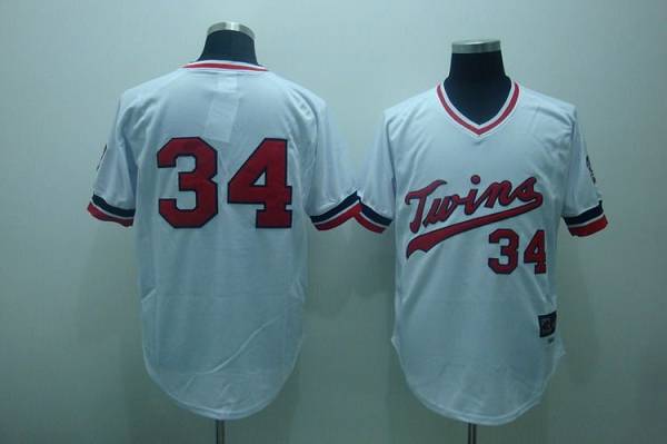 Twins #34 Kirby Puckett Stitched White Cooperstown Throwback MLB Jersey