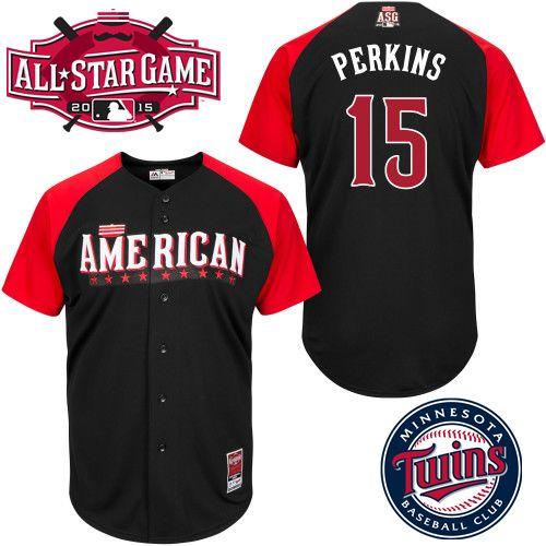 Twins #15 Glen Perkins Black 2015 All Star American League Stitched MLB Jersey