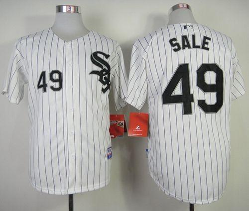 White Sox #49 Chris Sale White With Black Strip Stitched MLB Jersey