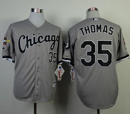 White Sox #35 Frank Thomas Grey Cool Base Stitched MLB Jersey