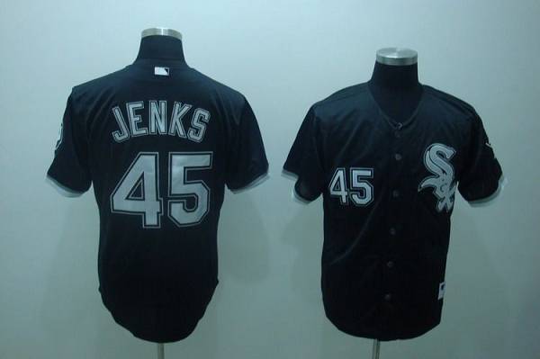 White Sox #45 Bobby Jenks Stitched Black MLB Jersey