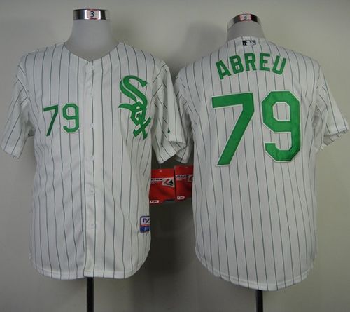 White Sox #79 Jose Abreu White Green Strip St. Patrick's Day Stitched MLB Jersey