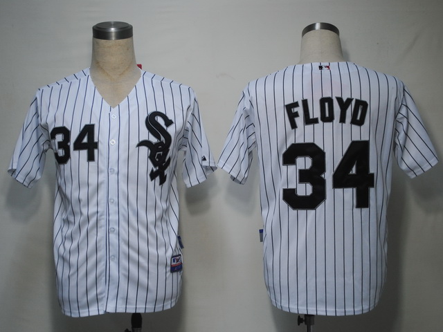 White Sox #34 Gavin Floyd White Black Strip Stitched MLB Jerseys