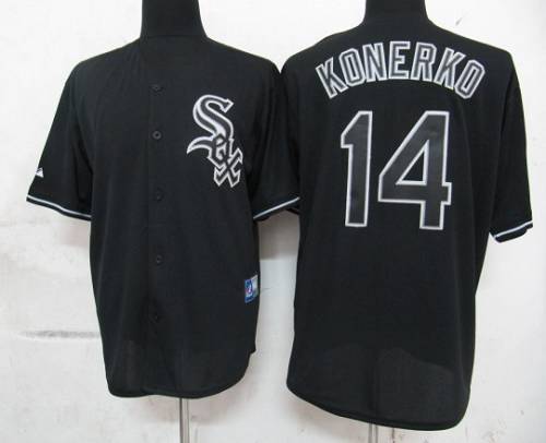 White Sox #14 Paul Konerko Black Fashion Stitched MLB Jersey