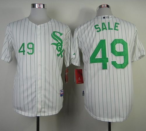 White Sox #49 Chris Sale White Green Strip St. Patrick's Day Stitched MLB Jersey