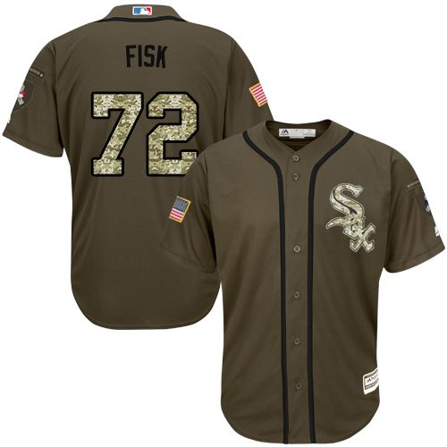 White Sox #72 Carlton Fisk Green Salute to Service Stitched MLB Jersey