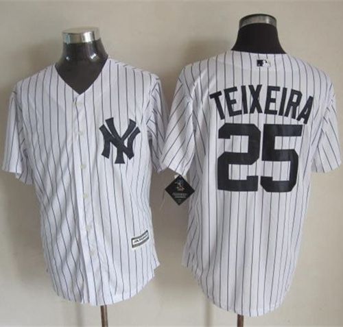 Yankees #25 Mark Teixeira New White Strip Cool Base Stitched MLB Jersey