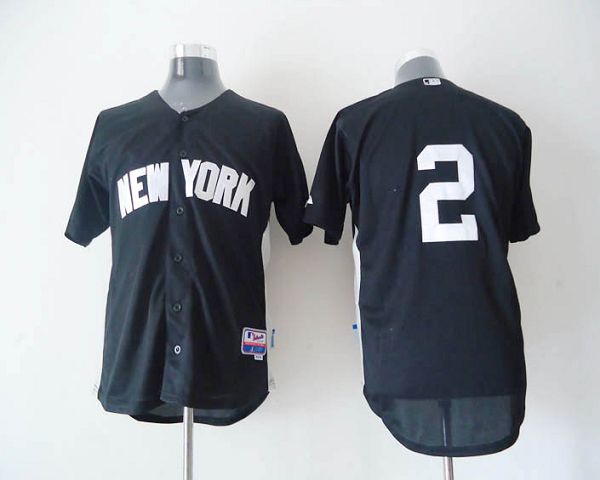 Yankees #2 Derek Jeter Black 2011 Road Cool Base BP Stitched MLB Jersey