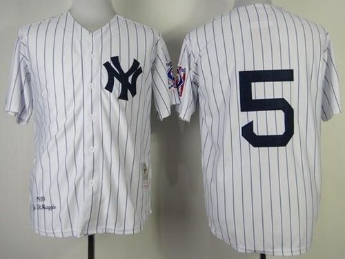 Mitchell And Ness 1939 Yankees #5 Joe DiMaggio White Throwback Stitched MLB Jersey