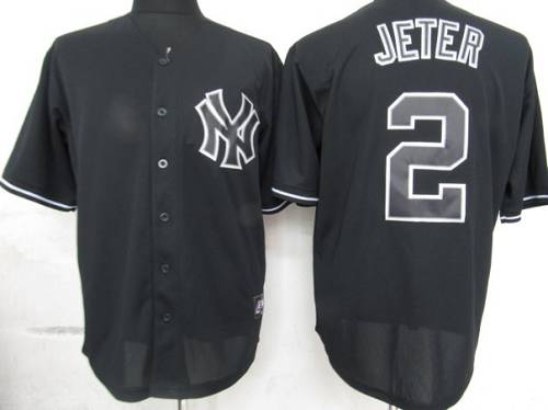 Yankees #2 Derek Jeter Black Fashion Stitched MLB Jersey