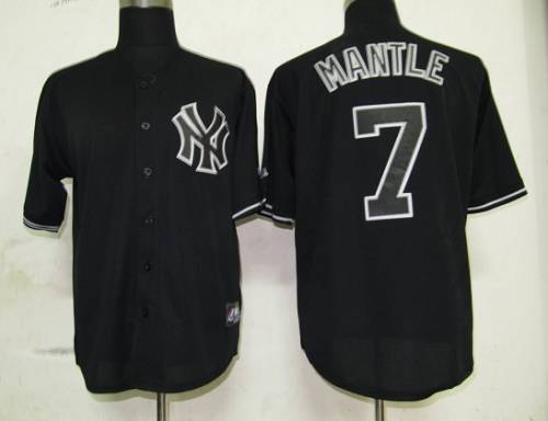Yankees #7 Mickey Mantle Black Fashion Stitched MLB Jersey