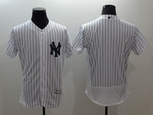 Yankees Blank White Strip Flexbase Authentic Collection Stitched MLB Jersey