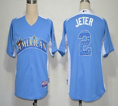 Yankees #2 Derek Jeter Blue 2012 All Star BP Stitched MLB Jersey