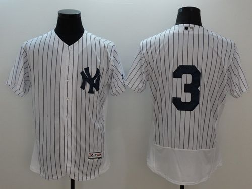 Yankees #3 Babe Ruth White Strip Flexbase Authentic Collection Stitched MLB Jersey