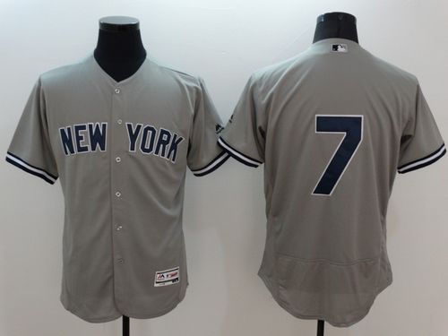 Yankees #7 Mickey Mantle Grey Flexbase Authentic Collection Stitched MLB Jersey