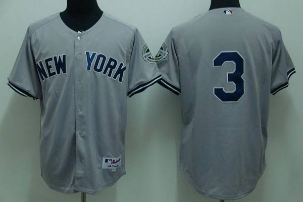 Yankees #3 Babe Ruth Stitched Grey MLB Jersey