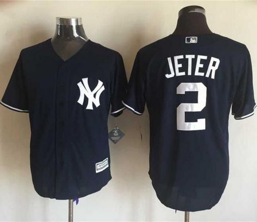 Yankees #2 Derek Jeter Navy Blue New Cool Base Stitched MLB Jersey