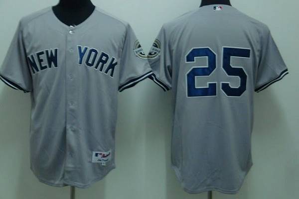 Yankees #25 Mark Teixeira Stitched Grey MLB Jersey