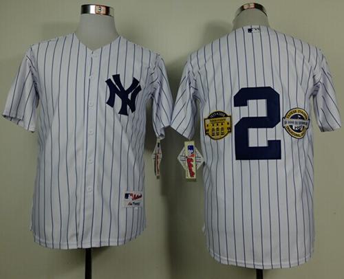 Yankees #2 Derek Jeter White W/Commemorative Final Season & Inaugural Season & Retirement Patch Stitched MLB Jersey