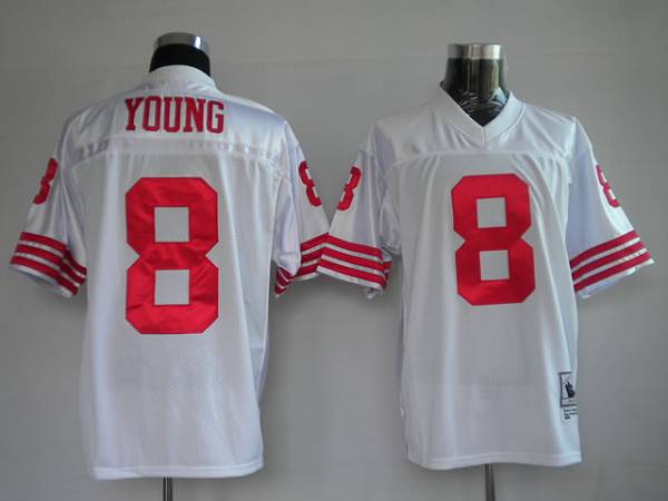 Mitchell and Ness 49ers #8 Steve Young Stitched White NFL Jersey