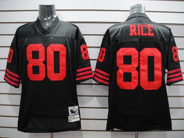 Mitchell and Ness 49ers Jerry Rice #80 Stitched Black NFL Jersey
