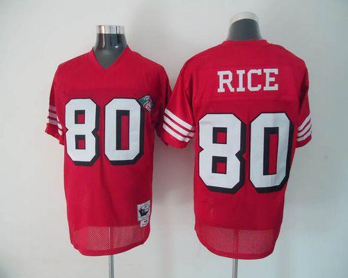 Mitchell and Ness 49ers #80 Jerry Rice Red With 75TH 1994 Stitched NFL Jersey