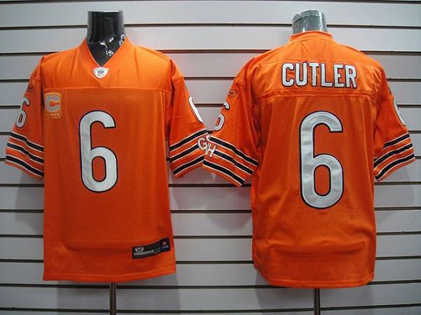 Bears #6 Jay Cutler Orange With C Patch Stitched NFL Jersey