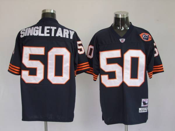 Mitchell & Ness Bears #50 Mike Singletary Blue With Big Number Bear Patch Stitched Throwback NFL Jersey