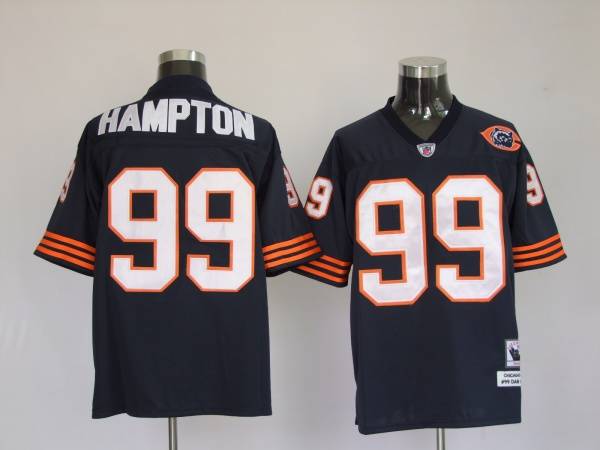 Mitchell & Ness Bears #99 Dan Hampton Blue With Big Number Bear Patch Stitched Throwback NFL Jersey