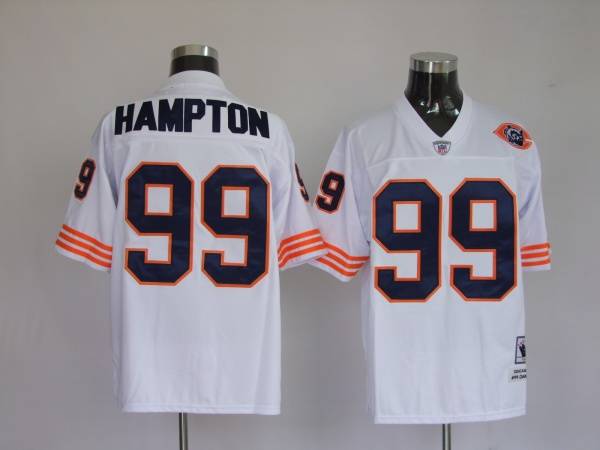 Mitchell & Ness Bears #99 Dan Hampton White With Big Number Bear Patch Stitched Throwback NFL Jersey