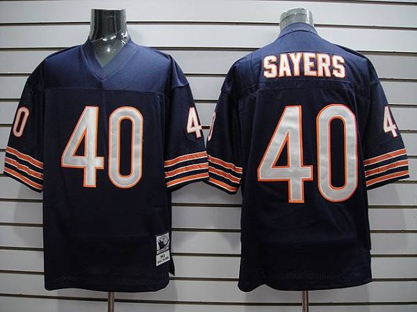 Mitchell & Ness Bears #40 Gale Sayers Blue With Small Number Stitched Throwback NFL Jersey