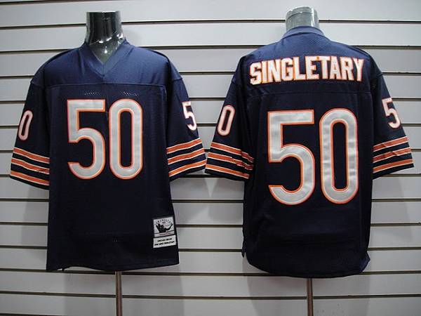 Mitchell & Ness Bears #50 Mike Singletary Blue With Small Number Stitched Throwback NFL Jersey