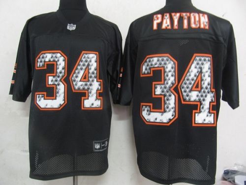 Sideline Black United Bears #34 Walter Payton Black Stitched NFL Jersey