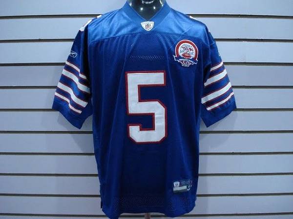 Bills #5 Trent Edwards Baby Blue AFL 50th Anniversary Patch Stitched NFL Jersey