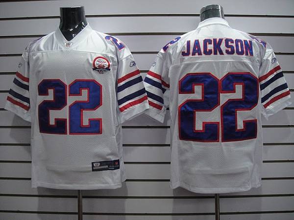 Bills #22 Fred Jackson White AFL 50th Anniversary Patch Stitched Throwback NFL Jersey