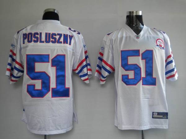 Bills #51 Bill Posluszny White AFL 50th Anniversary Patch Stitched Throwback NFL Jersey