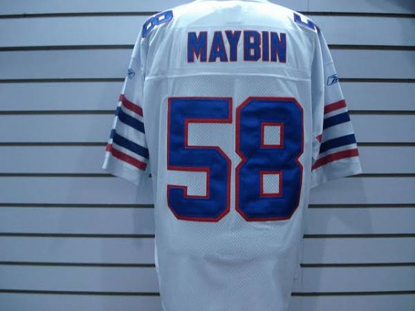 Bills #58 Aaron Maybin White AFL 50th Anniversary Patch Stitched Throwback NFL Jersey